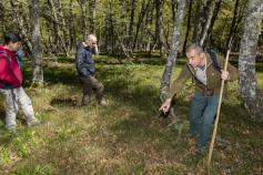 El coordinador del proyecto sobre el terreno, Luis Robles, muestra las arandaneras 