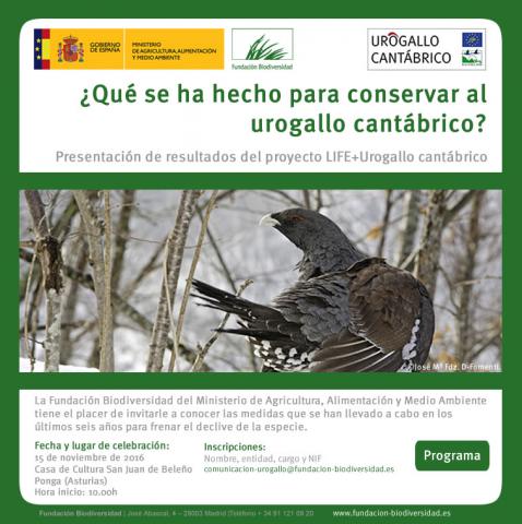 Invitación al seminario informativo final del LIFE+ Urogallo cantábrico