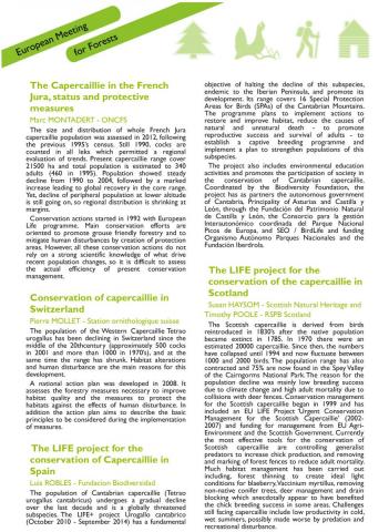 El LIFE+ Urogallo cantábrico participa en el European meeting for forest que se celebra del 24 al 27 de septiembre en los Vosgos, Francia